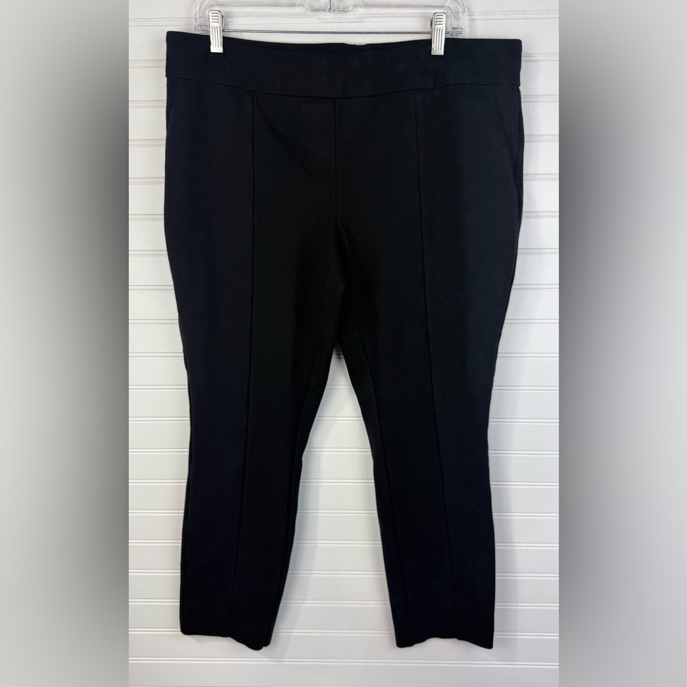 Hilary Radley Black Women's pull on ankle Ponte Knit dress Pants. Size XL